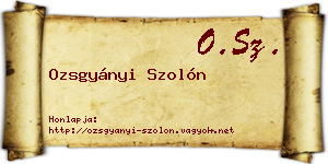 Ozsgyányi Szolón névjegykártya